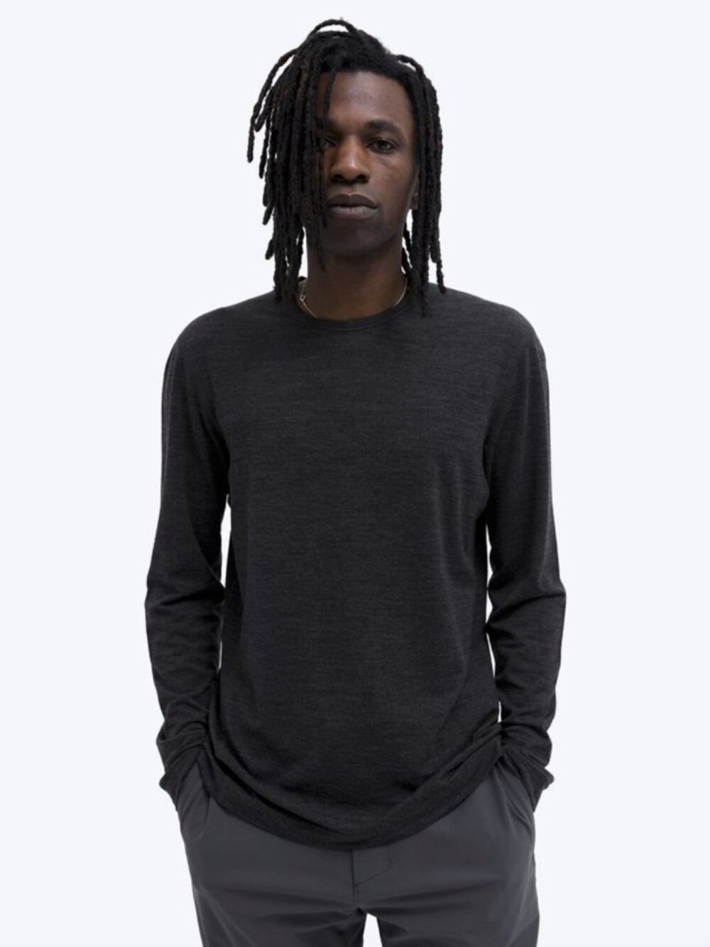 Reigning Champ Merino Jersey Performance Long Sleeve in Charcoal